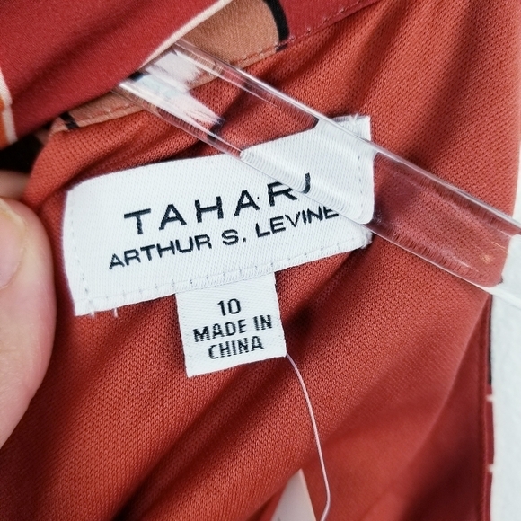 Tahari ASL High Tie Neck Sleeveless Multi Print Fit & Flare Satin Dress NWT - Picture 11 of 16